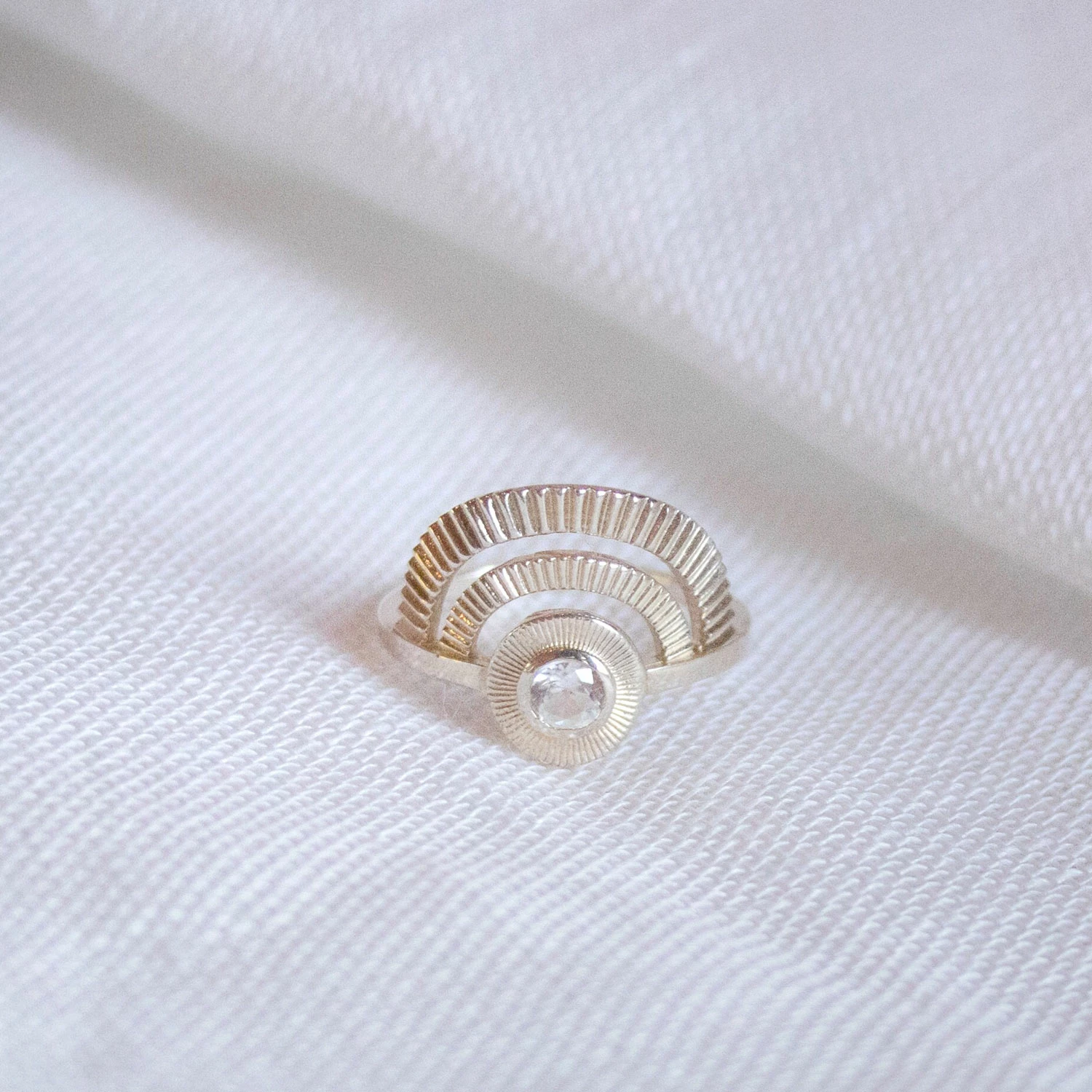 Zoe and Morgan Silver With White Zircon Golden Hour Ring 1 Zoe and Morgan Silver With White Zircon Golden Hour Ring