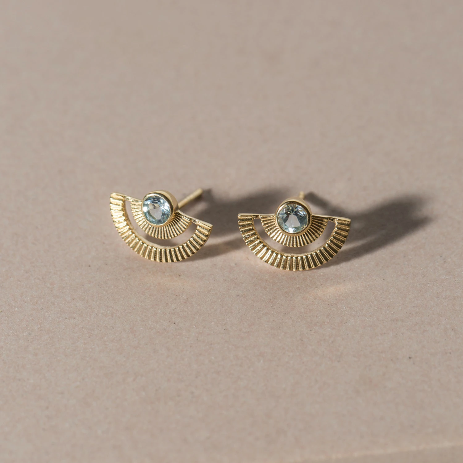 Zoe and Morgan Gold With Blue Topaz Golden Hour Earrings 1 Zoe and Morgan Gold With Blue Topaz Golden Hour Earrings