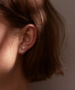 Zoe and Morgan White Gold & Diamond Luna Moon Single Stud Earring