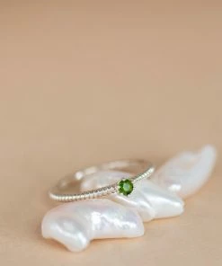 Zoe and Morgan Anchored Stacker Ring Silver and Chrome Diopside