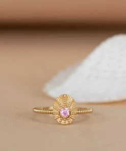 Zoe and Morgan Kina Stacker Ring Gold with Pink Tourmaline