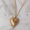 Zoe and Morgan Heart Rays Necklace Gold