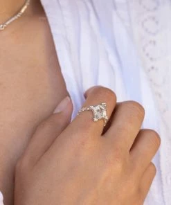 Zoe and Morgan Anastasia Ring Silver with White Topaz