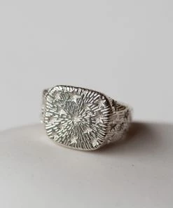 Zoe and Morgan Starry Mens Signet Ring Silver