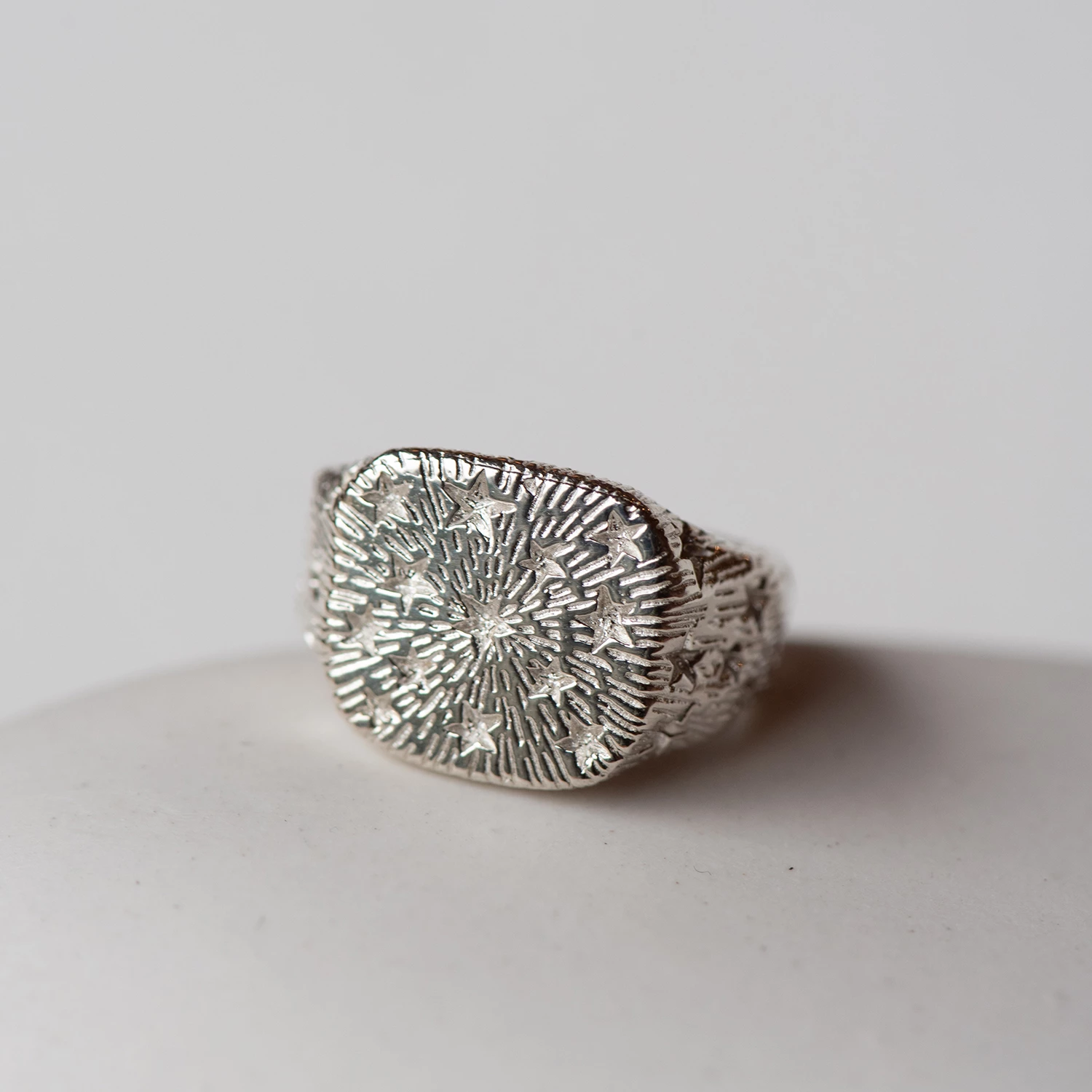 Zoe and Morgan Starry Mens Signet Ring Silver 1 Zoe and Morgan Starry Mens Signet Ring Silver