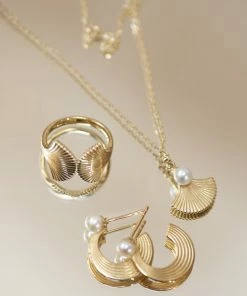 Zoe and Morgan Delphina Gold Pearl Hoop
