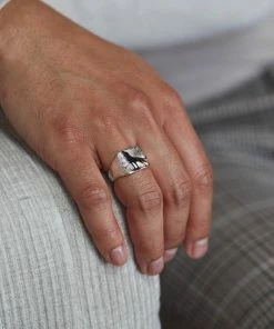 Zoe and Morgan Sterling Silver Wild Signet Mens Ring