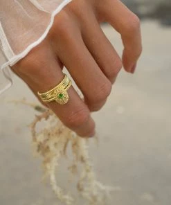 Zoe and Morgan Kina Stacker Ring Gold and Chrome Diopside