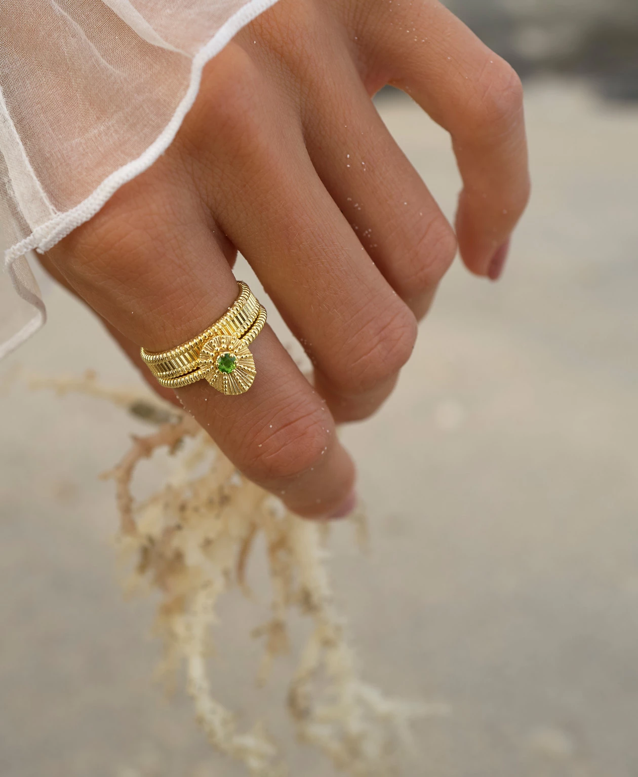 Zoe and Morgan Kina Stacker Ring Gold and Chrome Diopside 1 Zoe and Morgan Kina Stacker Ring Gold and Chrome Diopside