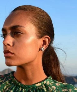 Zoe and Morgan Silver With White Zircon Golden Hour Earrings