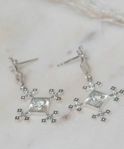 Zoe and Morgan Sura Earrings Natural White Zircon Silver