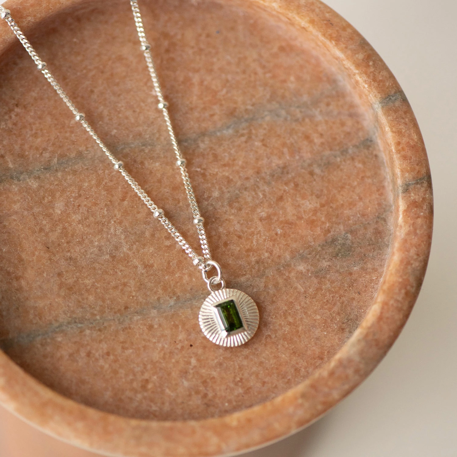 Zoe and Morgan Vera Necklace Silver with Chrome Diopside 1 Zoe and Morgan Vera Necklace Silver with Chrome Diopside