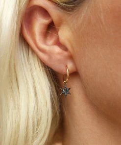 Zoe and Morgan Mini Anahata Black Diamond Hoops