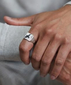 Zoe and Morgan Freedom Mens Signet Ring Silver