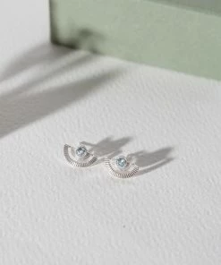 Zoe and Morgan Silver With Blue Topaz Golden Hour Earrings