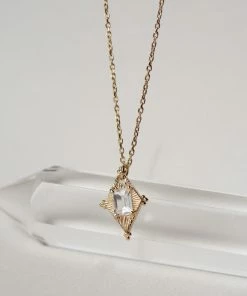 Zoe and Morgan Anastasia Necklace Gold with White Topaz