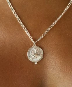 Zoe and Morgan Peace Necklace Silver with White Zircon
