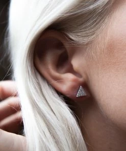 Zoe and Morgan White Gold Diamond Pyramid Single Stud Earring