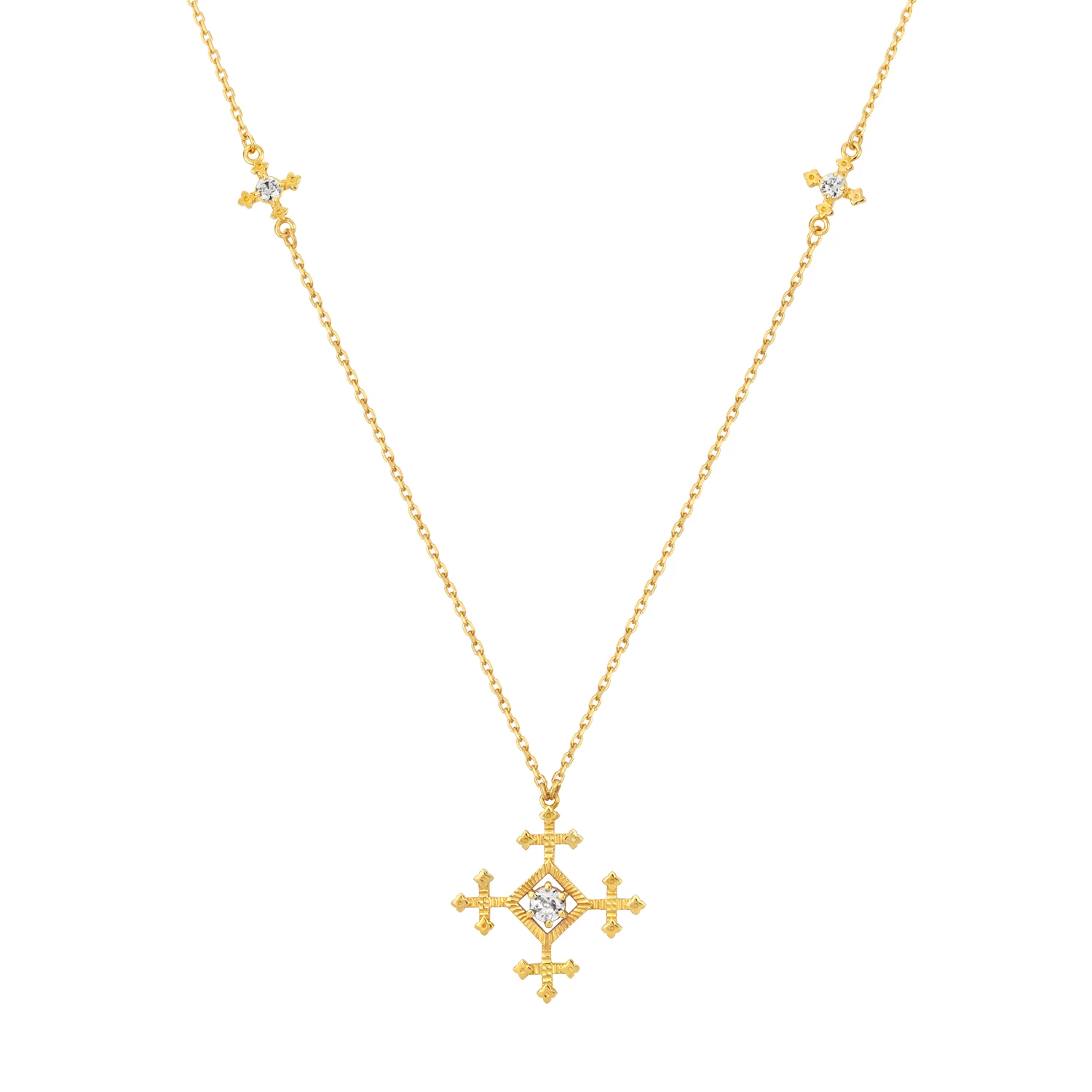 Zoe and Morgan Sura Necklace Natural White Zircon Gold 3 Zoe and Morgan Sura Necklace Natural White Zircon Gold