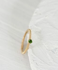 Zoe and Morgan Anchored Sytacker Ring Gold and Chrome Diopside