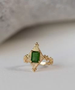Zoe and Morgan Anastasia Ring Gold with Chrome Diopside