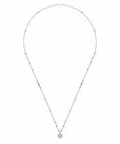 Zoe and Morgan Green Agate Heart Mala Silver Chakra Necklace