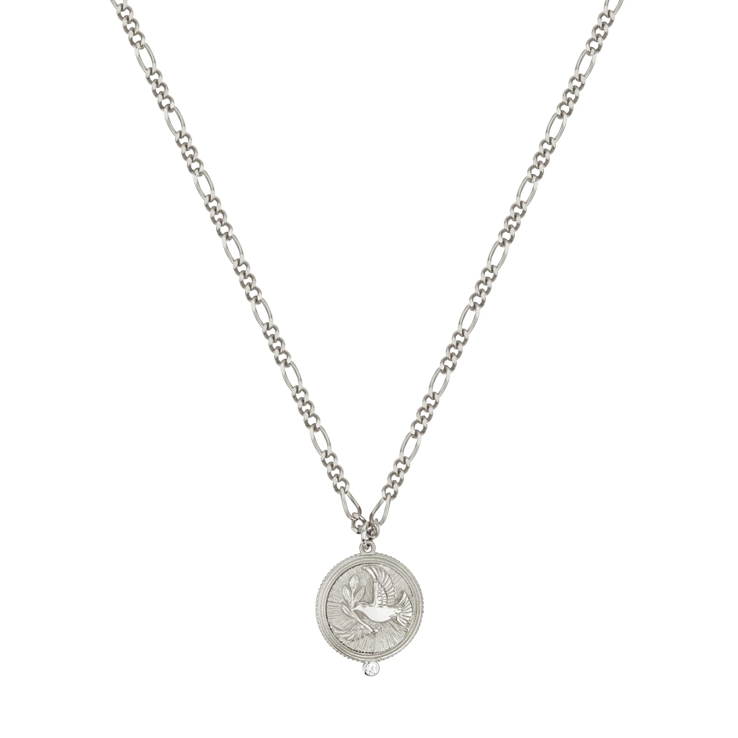 Zoe and Morgan Peace Necklace Silver with White Zircon 3 Zoe and Morgan Peace Necklace Silver with White Zircon