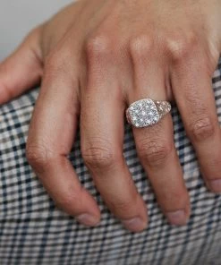 Zoe and Morgan Starry Mens Signet Ring Silver