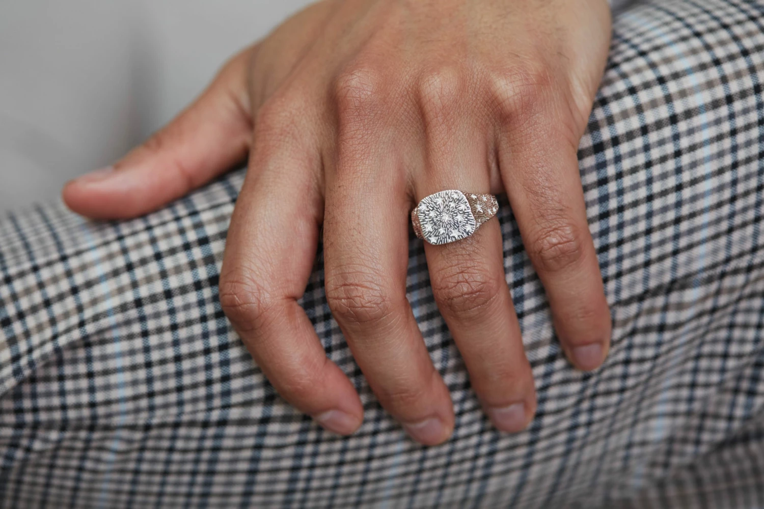 Zoe and Morgan Starry Mens Signet Ring Silver 2 Zoe and Morgan Starry Mens Signet Ring Silver