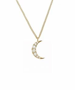Zoe and Morgan Gold Luna Moon Diamond Necklace