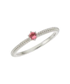 Zoe and Morgan Anchored Stacker Ring Silver with Pink Tourmaline