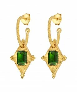 Zoe and Morgan Anastasia Earrings Gold with Chrome Diopside
