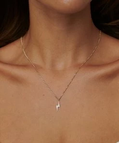Zoe and Morgan Gold Zap Lightning Diamond Necklace