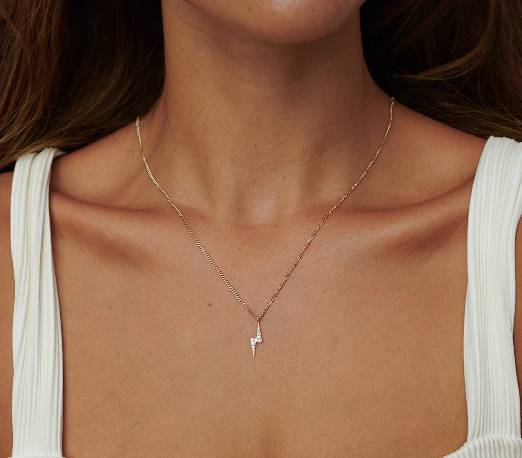 Zoe and Morgan Gold Zap Lightning Diamond Necklace 2 Zoe and Morgan Gold Zap Lightning Diamond Necklace