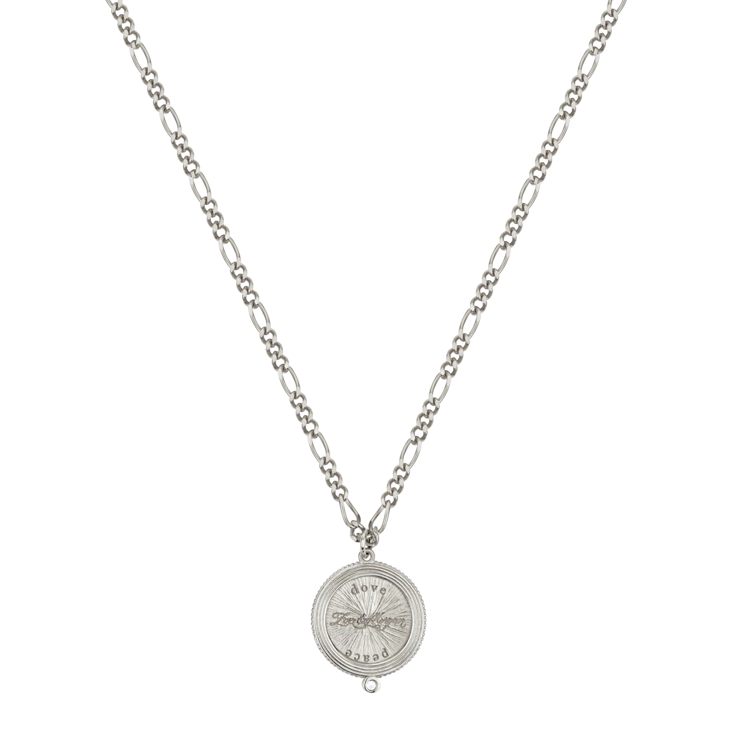 Zoe and Morgan Peace Necklace Silver with White Zircon 4 Zoe and Morgan Peace Necklace Silver with White Zircon