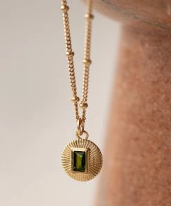 Zoe and Morgan Vera Necklace Gold with Chrome Diopside