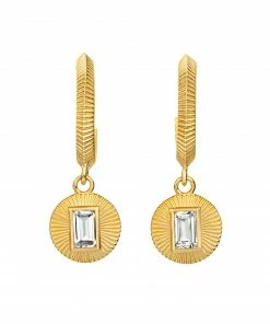 Zoe and Morgan Vera Earrings Gold with White Topaz