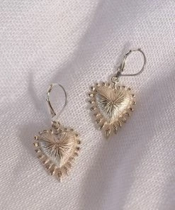 Zoe and Morgan Heart Rays Earrings Silver