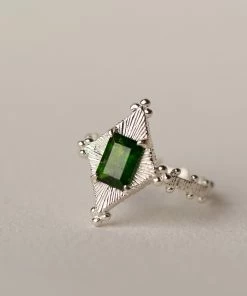 Zoe and Morgan Anastasia Ring Silver with Chrome Diopside