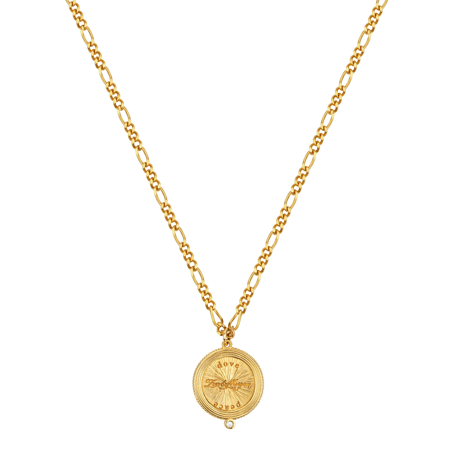 Zoe and Morgan Peace Necklace Gold with White Zircon 4 Zoe and Morgan Peace Necklace Gold with White Zircon