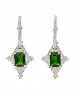 Zoe and Morgan Anastasia Earrings Silver with Chrome Diopside