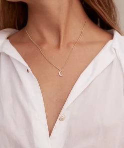 Zoe and Morgan Gold Luna Moon Diamond Necklace 7 Zoe and Morgan Gold Luna Moon Diamond Necklace