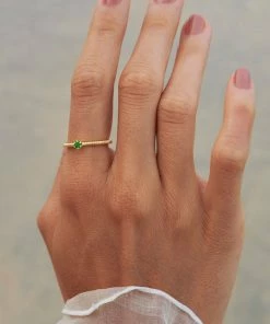 Zoe and Morgan Anchored Sytacker Ring Gold and Chrome Diopside