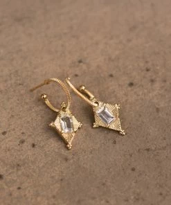 Zoe and Morgan Anastasia Gold Earrings with White Topaz