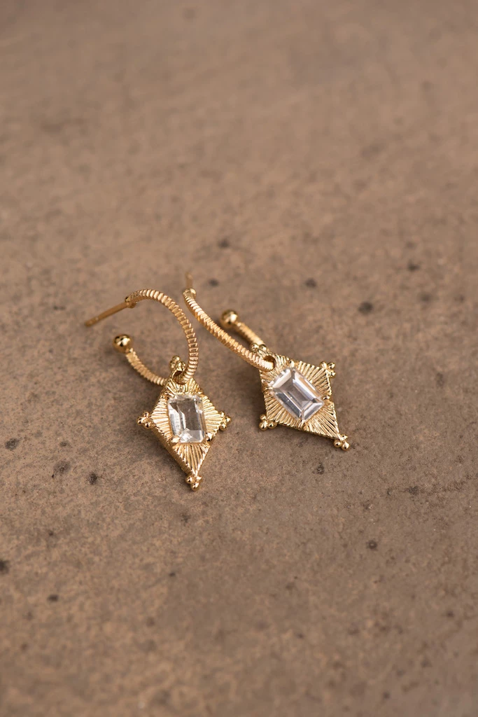 Zoe and Morgan Anastasia Gold Earrings with White Topaz 1 Zoe and Morgan Anastasia Gold Earrings with White Topaz