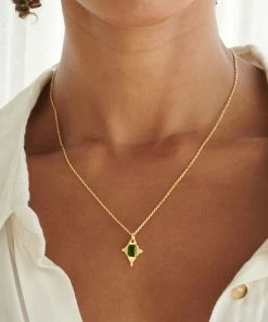 Zoe and Morgan Anastasia Necklace gold with Chrome Diopside