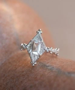 Zoe and Morgan Anastasia Ring Silver with White Topaz