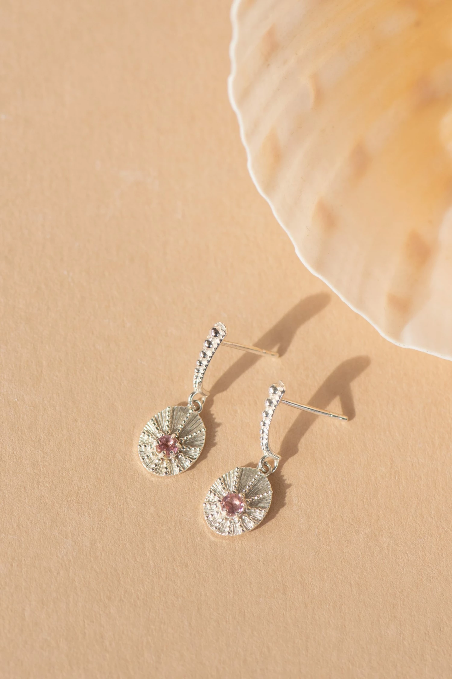 Zoe and Morgan Kina Earrings Silver with Pink Tourmaline 1 Zoe and Morgan Kina Earrings Silver with Pink Tourmaline