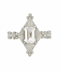 Zoe and Morgan Anastasia Ring Silver with White Topaz