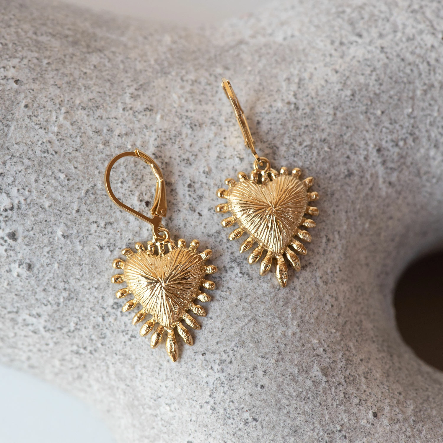 Zoe and Morgan Heart Rays Earrings Gold 1 Zoe and Morgan Heart Rays Earrings Gold